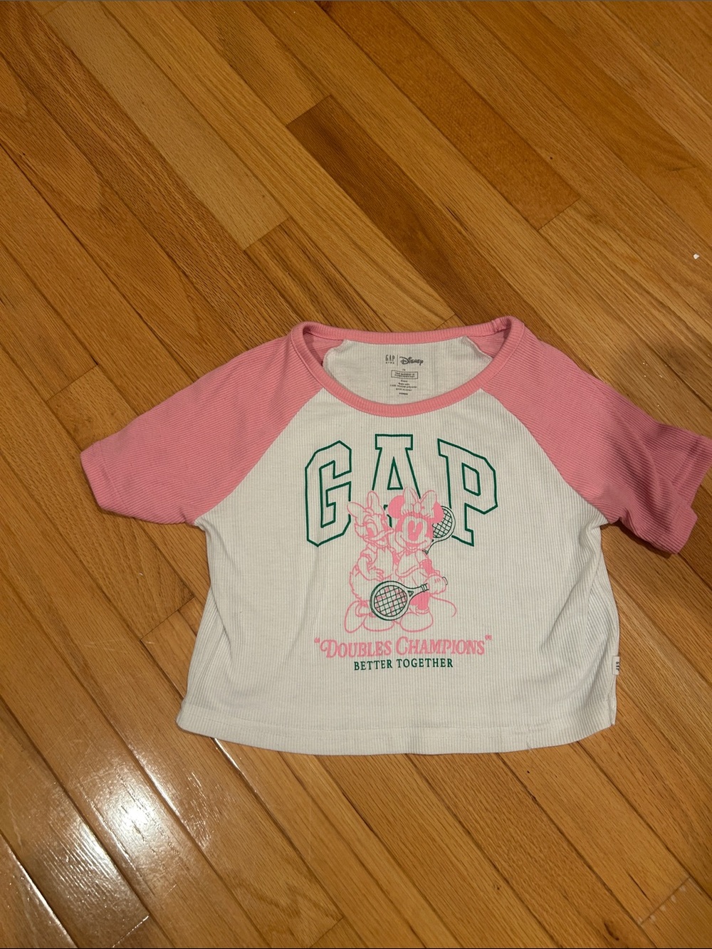 GAP Pink & White Minnie & Daisy Tennis Raglan Tee